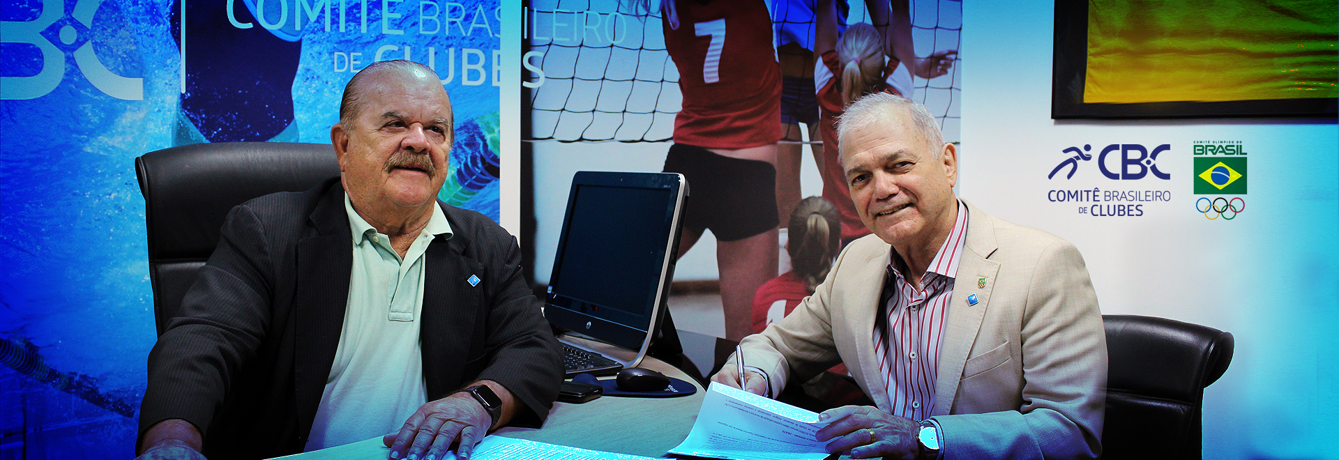 Paulo Maciel, Presidente do CBC e Paulo Wanderley, Presidente do COB em assinatura de contrato de parceria.